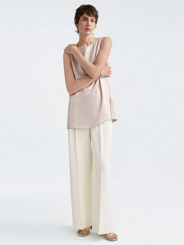 Aalyst Women Loose Fit Minimalist Sleeveless Office Shirt