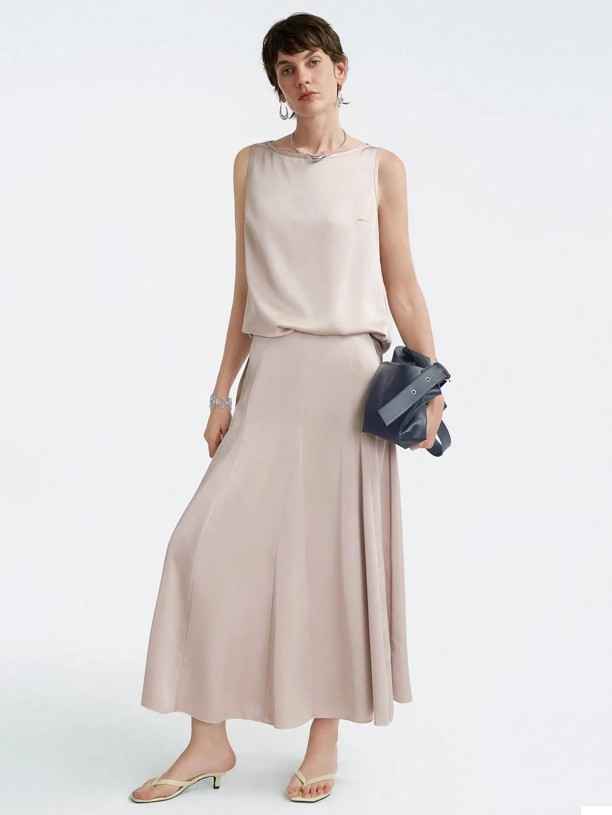 Aalyst Women Loose Fit Minimalist Sleeveless Office Shirt