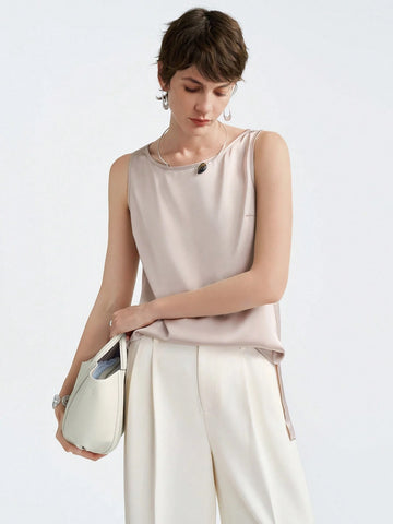 Aalyst Women Loose Fit Minimalist Sleeveless Office Shirt