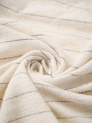 Aalyst Women's Spring, Autumn & Summer French Style Commuter Casual Vacation Lapel Utility Pocket Drop Shoulder Loose Linen Striped Shirt Dress