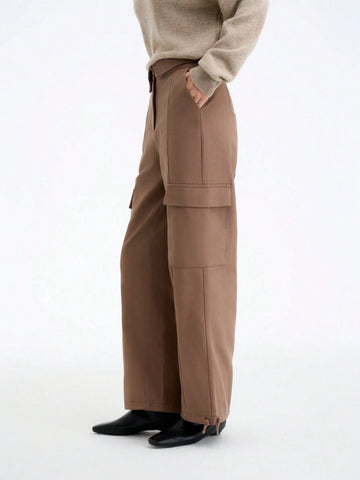 Aalyst Woven Fold-Over Waist Pocket Relaxed Fit Trousers