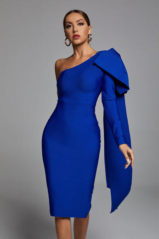 Abbey Blue One Shoulder Bandage Dress