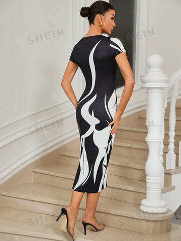 Abstract Printed Women's Bodycon Dress