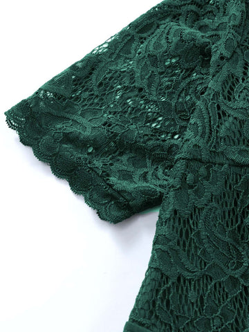 Acelitt Contrast Lace Cut Out Back High Low Hem Bridesmaid Dress