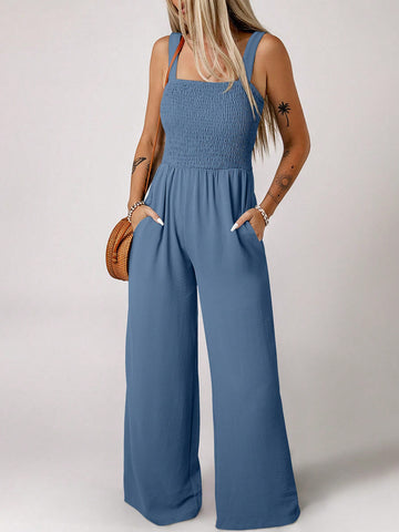 Acelitt Women'S Shirred Cami Jumpsuit