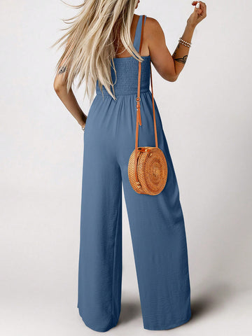 Acelitt Women'S Shirred Cami Jumpsuit