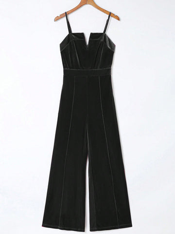 Acelitt Women's Solid Color Sleeveless Halter Flare Jumpsuit