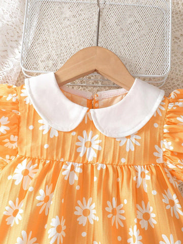 Adorable Daisy Princess Dress With Ruffles And Peter Pan Collar For Girls - Perfect For Summer Parties And Special Occasions