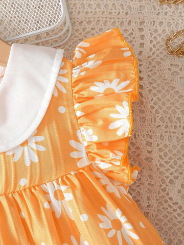 Adorable Daisy Princess Dress With Ruffles And Peter Pan Collar For Girls - Perfect For Summer Parties And Special Occasions