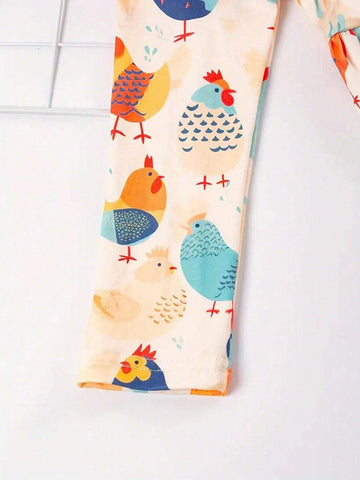 Adorable Girls' Animal Print Dress With Ruffled Sleeves - Perfect For Fall