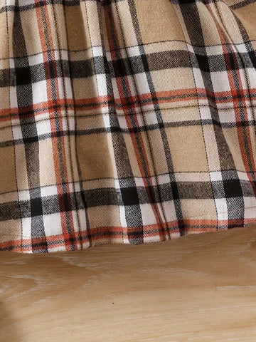 Adorable Girls' Plaid Dress With Heart Embroidery For Spring And Autumn