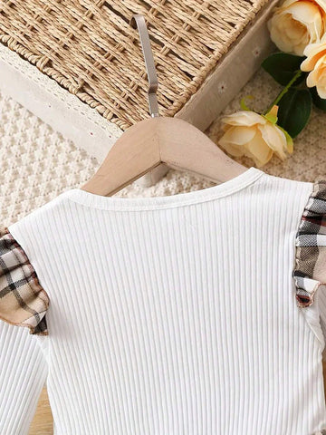 Adorable Girls' Plaid Dress With Heart Embroidery For Spring And Autumn