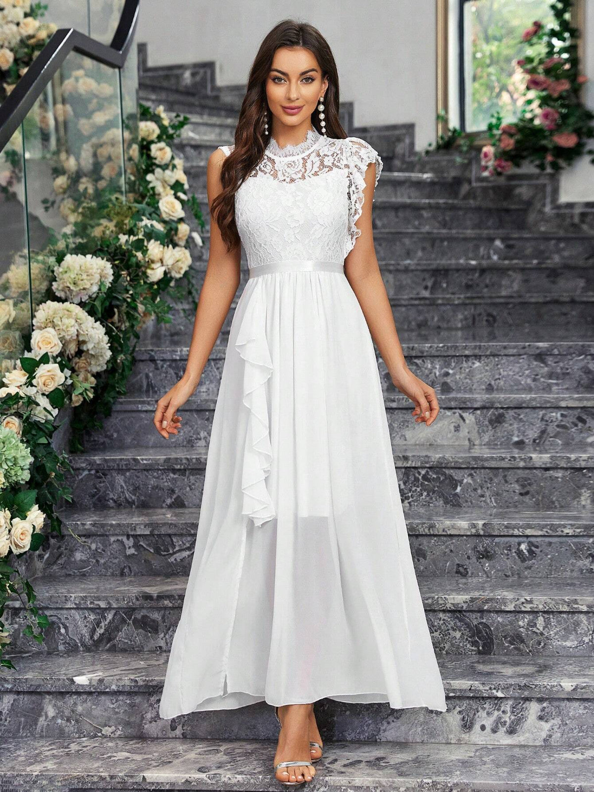 Adult Pink One-Shoulder Long Dress With Side Slit, Perfect For Bridesmaid