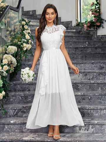 Adult Pink One-Shoulder Long Dress With Side Slit, Perfect For Bridesmaid