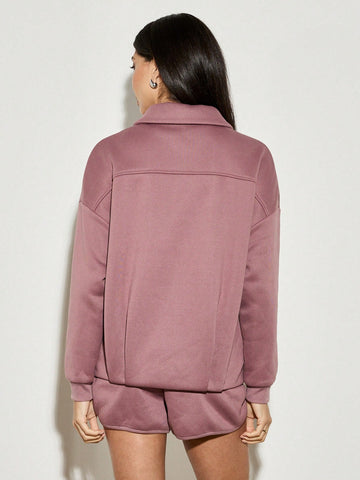 AiiRZ Bubble Zip Through Side Strip Bomber Jacket And Mini Runner Short Set