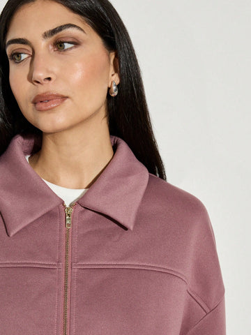 AiiRZ Bubble Zip Through Side Strip Bomber Jacket And Mini Runner Short Set