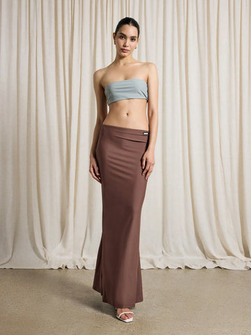 AiiRZ Colour Block Bandeau Crop Top And Maxi Skirt