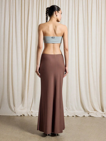 AiiRZ Colour Block Bandeau Crop Top And Maxi Skirt