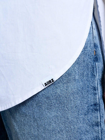 Oversized Button Front Long Sleeve Side Slit Collar Shirt