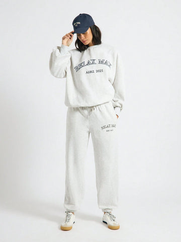 AiiRZ Oversized Embroidered 'Relax Max' Detail Sweatpants