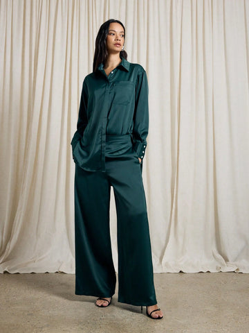 AiiRZ Oversized Satin Shirt And Trouser Co Ord