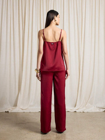 AiiRZ Satin Longline Cami Trouser Set