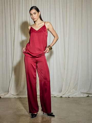AiiRZ Satin Longline Cami Trouser Set