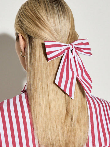 Striped Cropped Shirt With Matching Bow Tie
