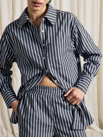 AiiRZ Striped Shirt & Wide Leg Trouser Set
