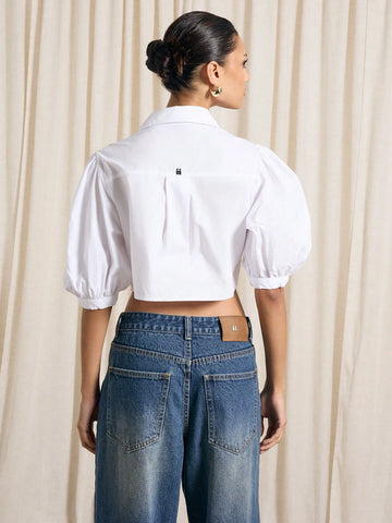 Super Crop Puff Sleeve Blouse