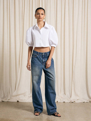 Super Crop Puff Sleeve Blouse