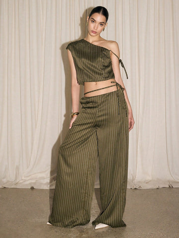 AiiRZ Tie Detail Pin Stripe Tailored Set