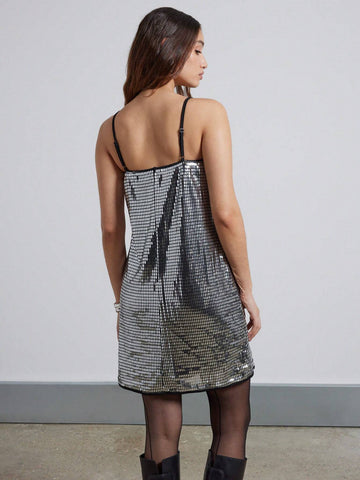 AiiRZ Women Fashion Metal Letter Suspenders Mini Dress, Aiiiz Brand