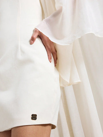 AiiRZ Women's Elegant Fitted Solid Color One Shoulder Dress, Summer