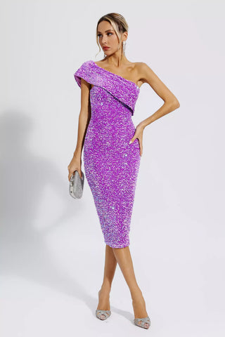 Alexandria Purple Sequin Midi Dress