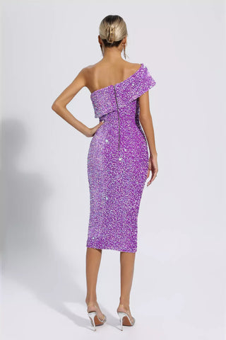 Alexandria Purple Sequin Midi Dress