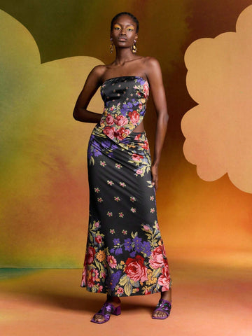 Alice McCall Designer Floral Print Ruched Mermaid Hem Skirt