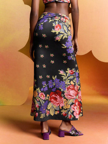 Alice McCall Designer Floral Print Ruched Mermaid Hem Skirt