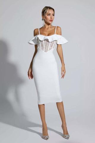 Alicia White Lace Bandage Midi Dress