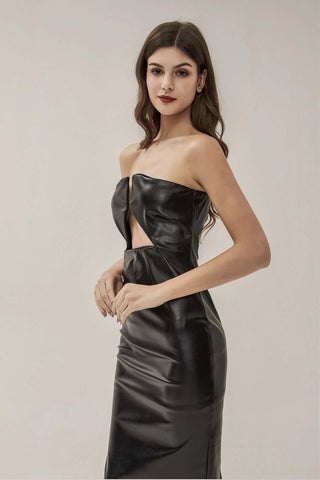 Alivia Silver PU Maxi Dress