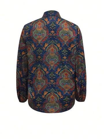 Allover Allover Print Front Button Casual Long Sleeve Shirt