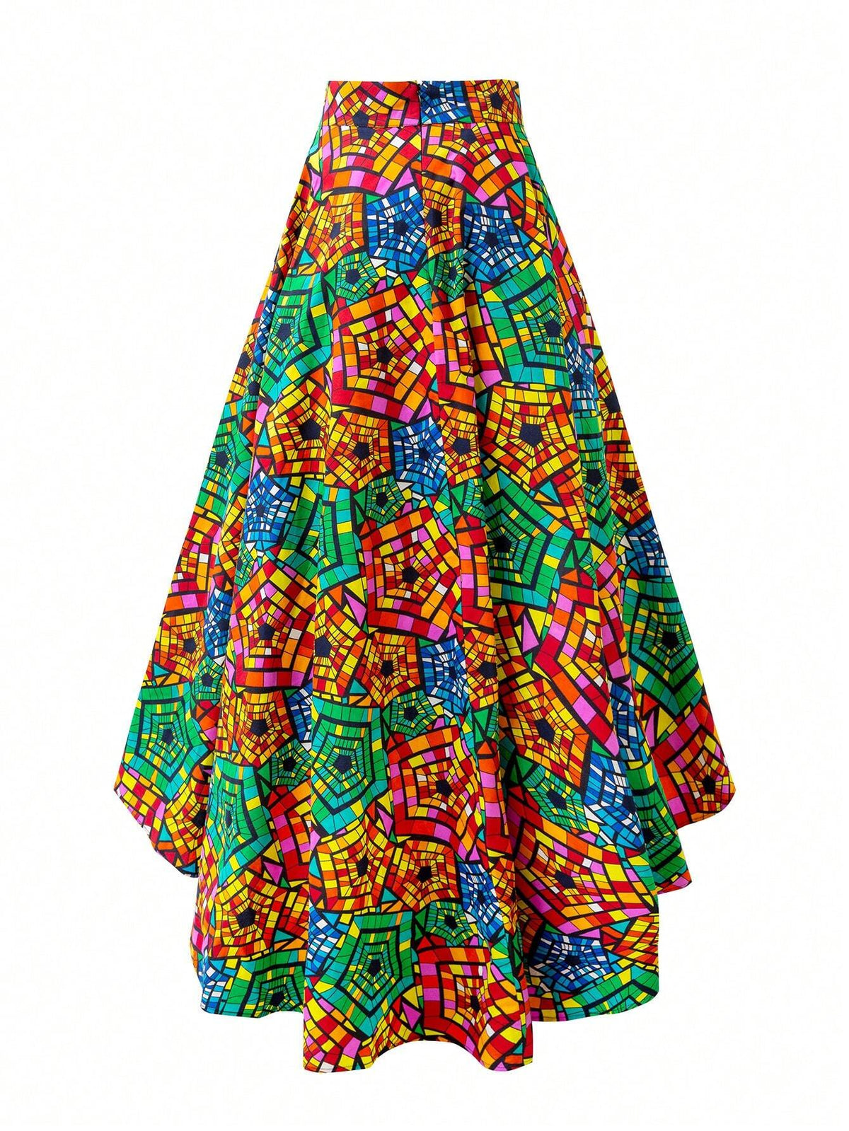 Allover Print High Low Hem Skirt