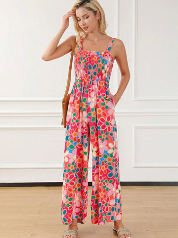 Allover Print Slant Pocket Tank Jumpsuit