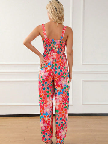 Allover Print Slant Pocket Tank Jumpsuit