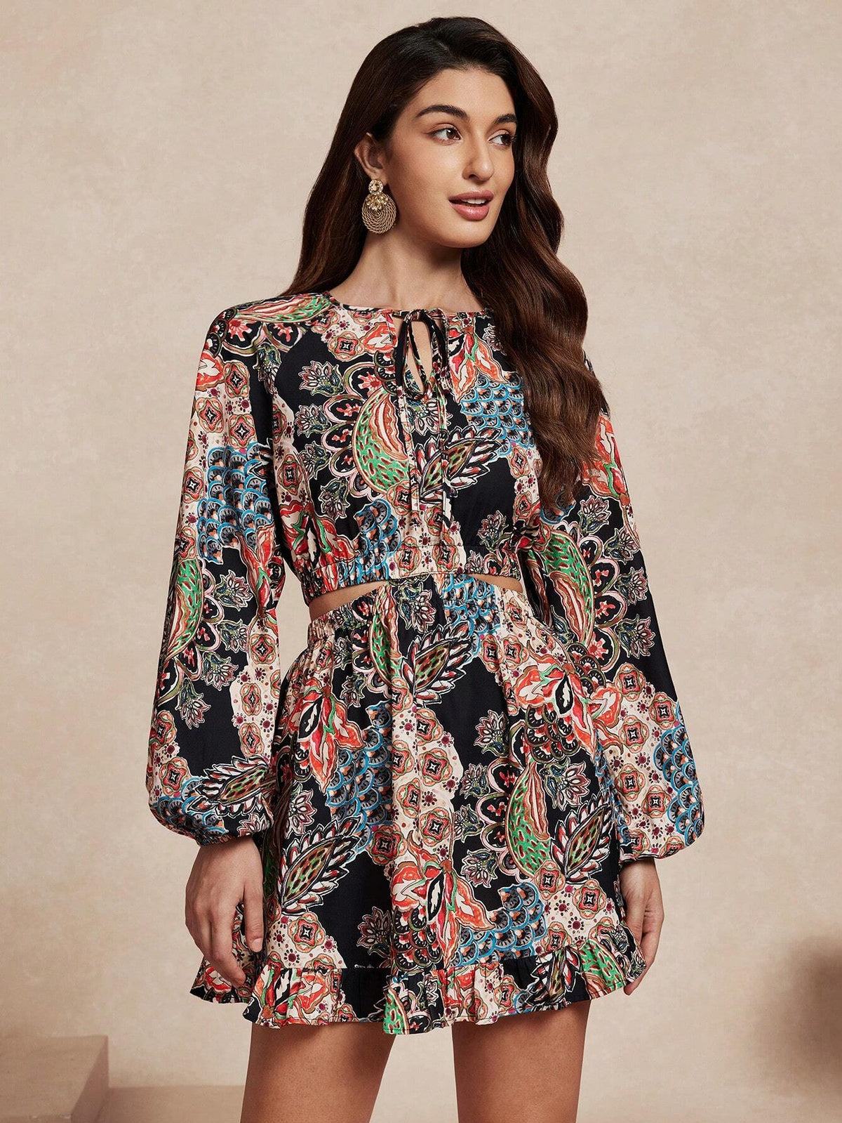 Almamuse Elegant Design Hollow Waist Short Dress For Women