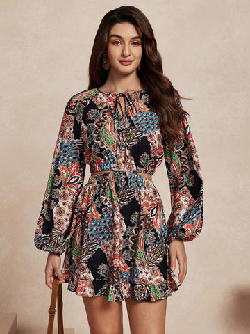 Almamuse Elegant Design Hollow Waist Short Dress For Women