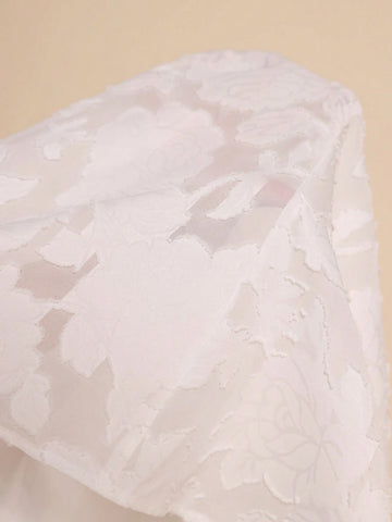 Almamuse Elegant Romantic Fashionable Jacquard Print Long Sleeve Short Dress