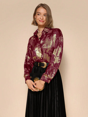 Vintage Elegant Women Shirt, Minimalist Fashion Casual Daily Wear