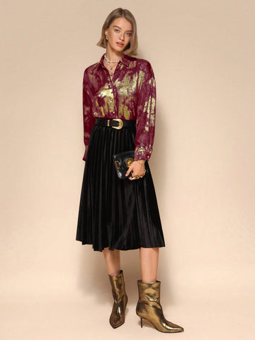 Vintage Elegant Women Shirt, Minimalist Fashion Casual Daily Wear