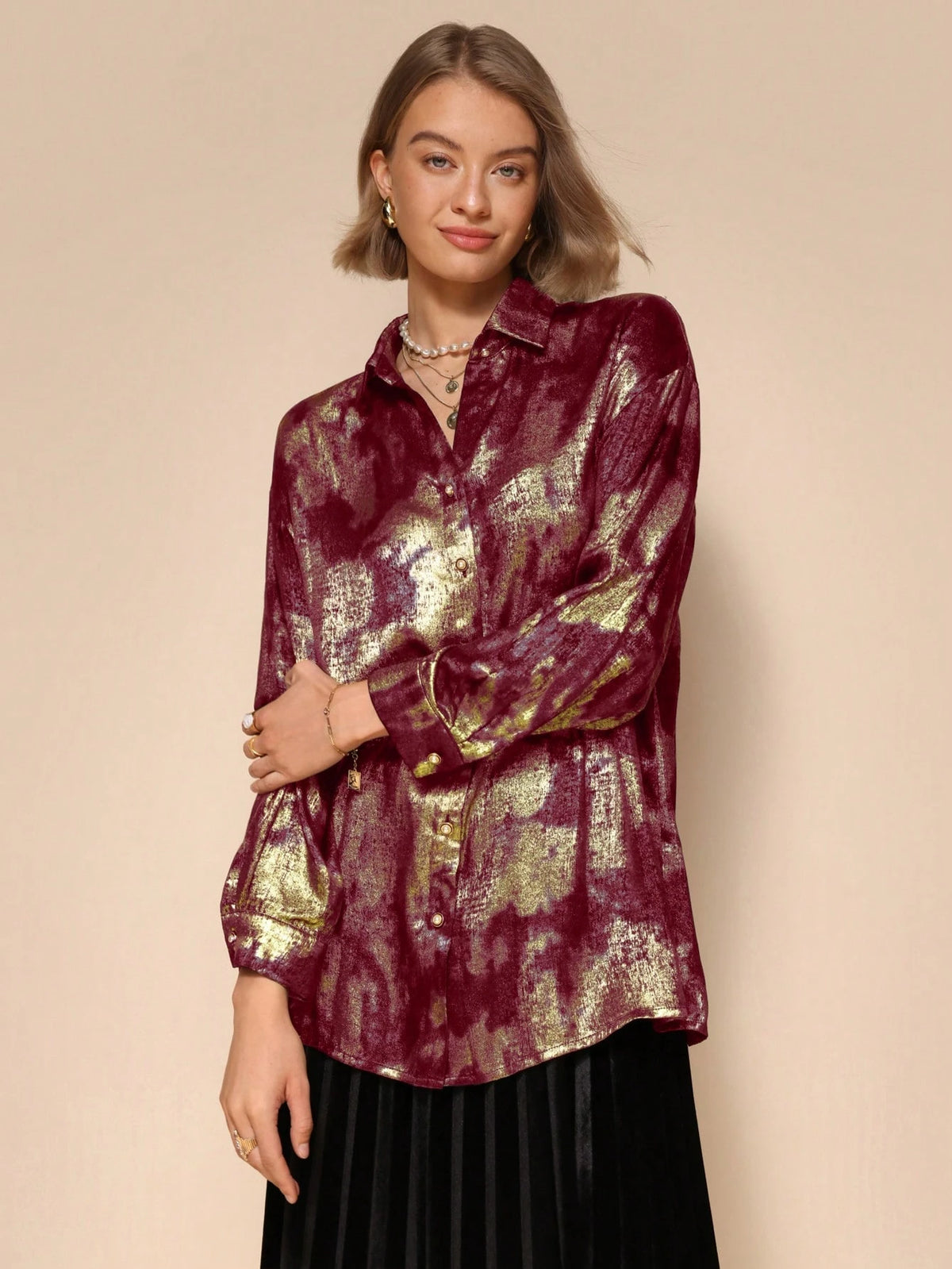 Vintage Elegant Women Shirt, Minimalist Fashion Casual Daily Wear